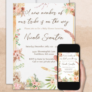 Invitation Baby shower Boho Neutre genre
