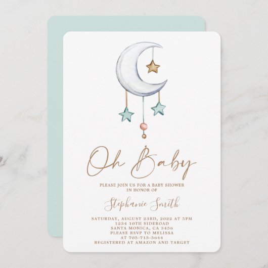 Invitation Baby shower Boho neutre pour les femmes (Devant / Derrière)