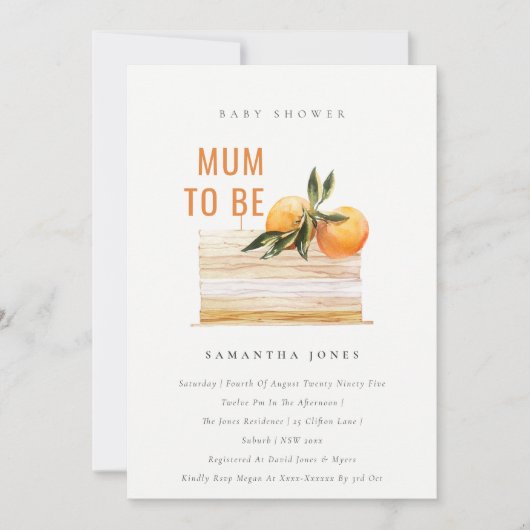 Invitation Baby shower Boho Orange Fruit (Devant)