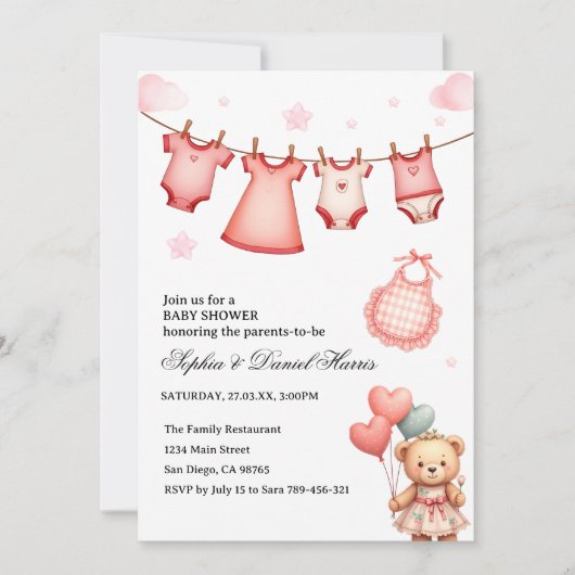 Invitation Baby Shower Boho Ours (Devant)