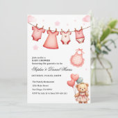 Invitation Baby Shower Boho Ours (Debout devant)