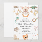 Invitation Baby Shower Boho Ourson (Devant / Derrière)