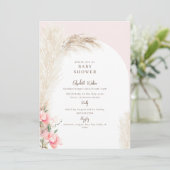 Invitation Baby shower Boho Pampas Blush (Debout devant)