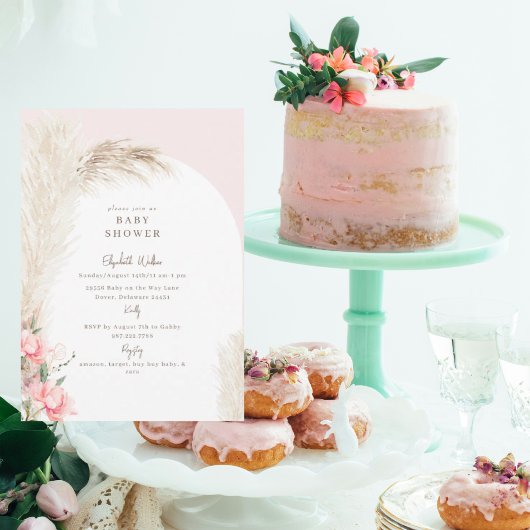 Invitation Baby shower Boho Pampas Blush