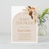 Invitation Baby shower Boho Pampas Grass (Debout devant)