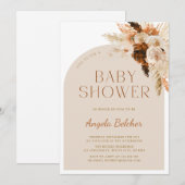 Invitation Baby shower Boho Pampas Grass (Devant / Derrière)