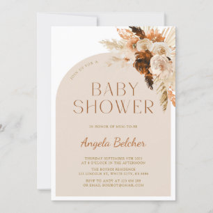 Invitation Baby shower Boho Pampas Grass