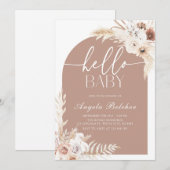 Invitation Baby shower Boho Pampas Grass (Devant / Derrière)