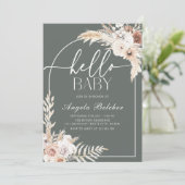 Invitation Baby shower Boho Pampas Grass (Debout devant)
