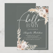 Invitation Baby shower Boho Pampas Grass (Devant / Derrière)