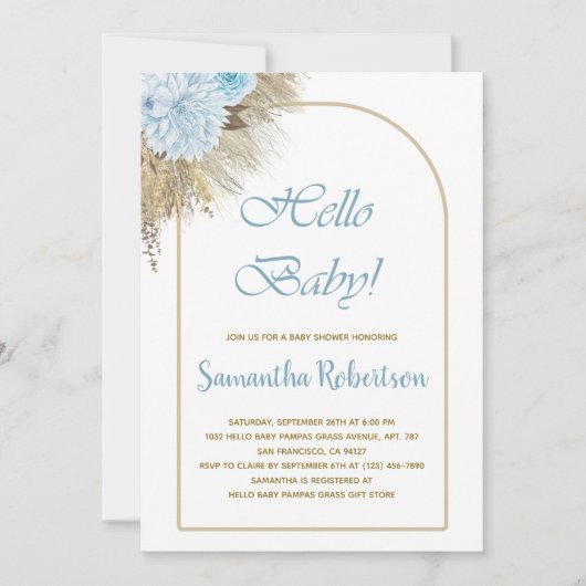 Invitation Baby shower Boho Pampas Grass Boho (Devant)