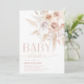 Invitation Baby shower Boho Pampas Rose Grass (Debout devant)