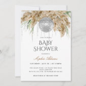 Invitation Baby shower Boho Papmas Grass Disco Ball (Devant)