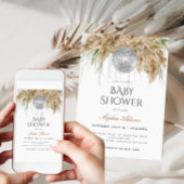 Invitation Baby shower Boho Papmas Grass Disco Ball