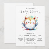 Invitation Baby shower Boho Pastel Owl (Devant / Derrière)