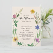 Invitation Baby shower Boho petit Fleur sauvage (Debout devant)
