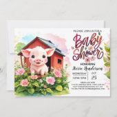 Invitation Baby shower Boho Piggy's Pink Paradise (Devant)