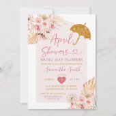 Invitation Baby shower Boho Pink Gold Avril Douches (Devant)