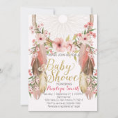 Invitation Baby shower Boho Pink Gold Dreamcatcher (Devant)