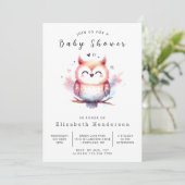Invitation Baby shower Boho Printable Owl (Debout devant)