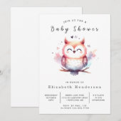 Invitation Baby shower Boho Printable Owl (Devant / Derrière)