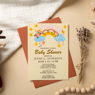 Invitation Baby shower Boho Rainbow Bohemian Stars