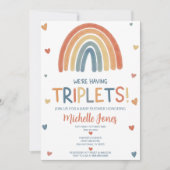 Invitation Baby shower Boho Rainbow Triplets (Devant)