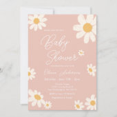 Invitation Baby shower Boho Rétro Rose Daisy (Devant)