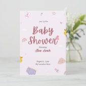 Invitation Baby shower Boho Rose (Debout devant)