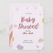 Invitation Baby shower Boho Rose (Devant / Derrière)