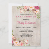 Invitation Baby shower Boho Rose (Devant)