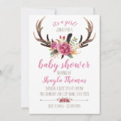 Invitation Baby shower Boho Rose Antler (Devant)