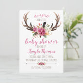 Invitation Baby shower Boho Rose Antler (Debout devant)
