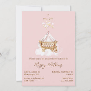 Invitation Baby shower Boho rose et Brown