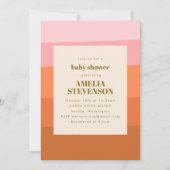 Invitation Baby shower Boho Rose Orange Abstrait Stripes (Devant)