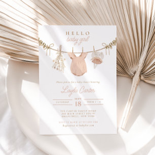 Invitation Baby shower Boho rose pâle pour bébé