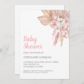 Invitation Baby shower Boho rose pour fille (Devant / Derrière)