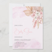 Invitation Baby shower boho rose vif (Devant)
