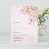 Invitation Baby shower boho rose vif (Debout devant)