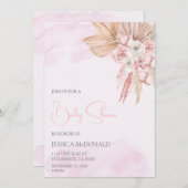 Invitation Baby shower boho rose vif (Devant / Derrière)