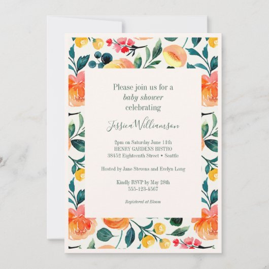 Invitation Baby shower Boho Rustique Orange (Devant)