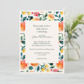 Invitation Baby shower Boho Rustique Orange (Debout devant)