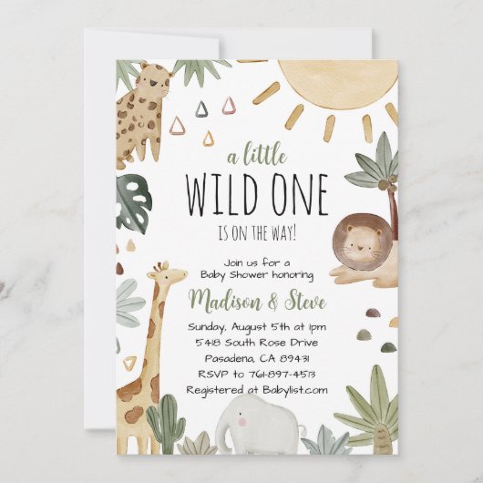 Invitation Baby shower Boho Safari (Devant)