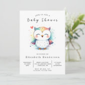 Invitation Baby shower Boho Simple Owl (Debout devant)