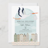 Invitation Baby shower Boho Stork Livraison Spéciale Saupoudr (Devant)