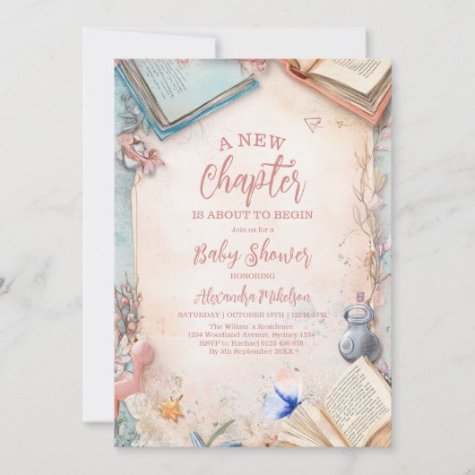 Invitation Baby shower Boho Storybook (Devant)