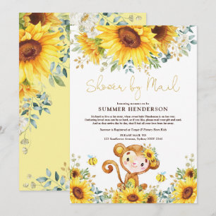 Invitation Baby shower Boho Sunflower Monkey par courrier