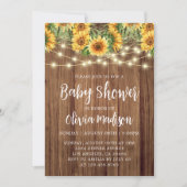 Invitation Baby shower Boho Sunflower String Lights (Devant)
