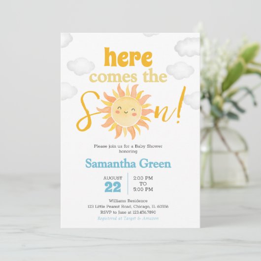 Invitation Baby shower Boho Sunshine (Debout devant)
