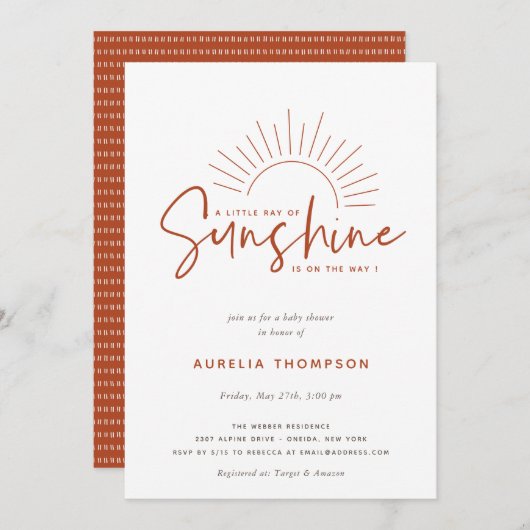 Invitation Baby shower Boho Sunshine (Devant / Derrière)